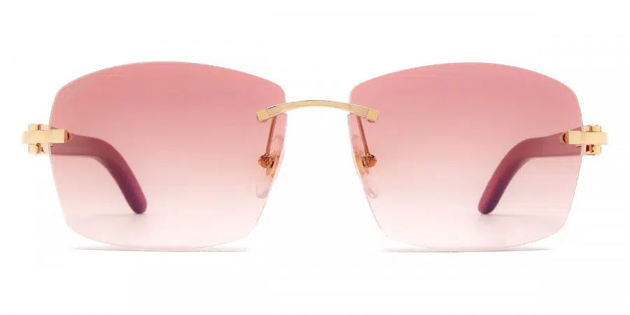 Cartier CT0039RS 001 58 sunglasses in Gold/Red with Red Multi Treatment finish lenses.